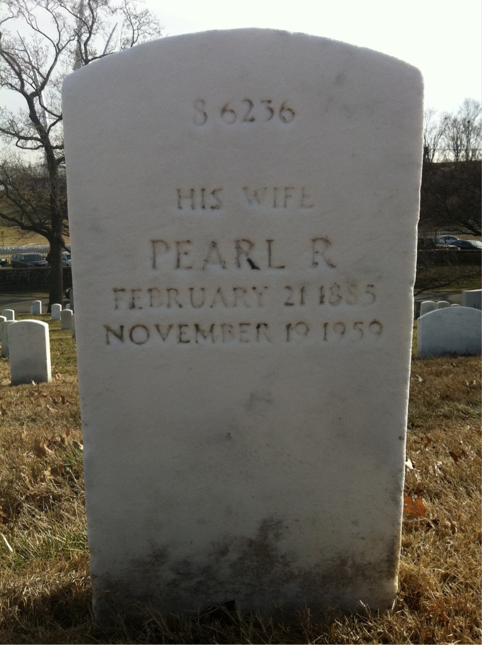 Back of headstone — Pearl Montgomery