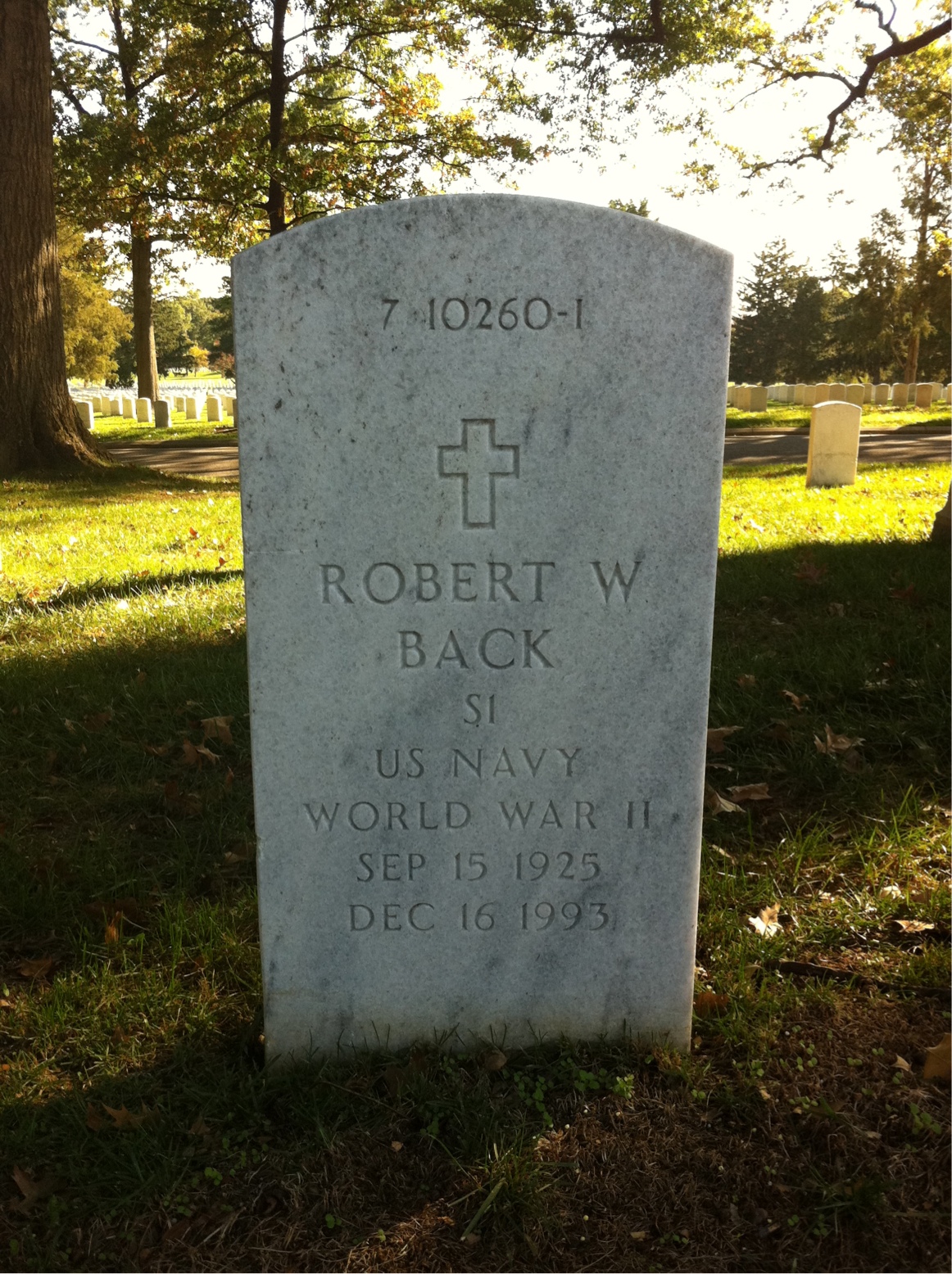 Back of headstone — Robert Back