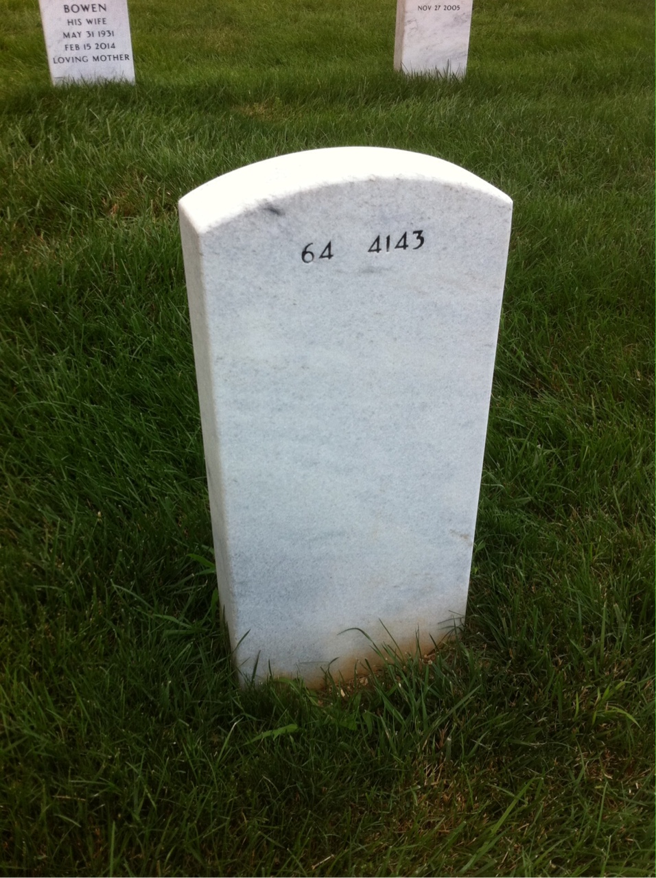 Back of headstone — David Anderson