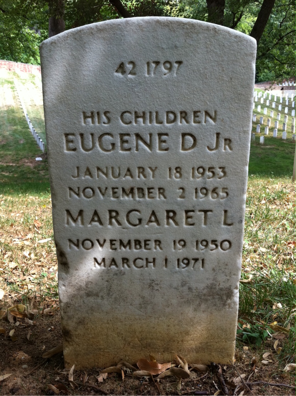 Back of headstone — Eugene Penn