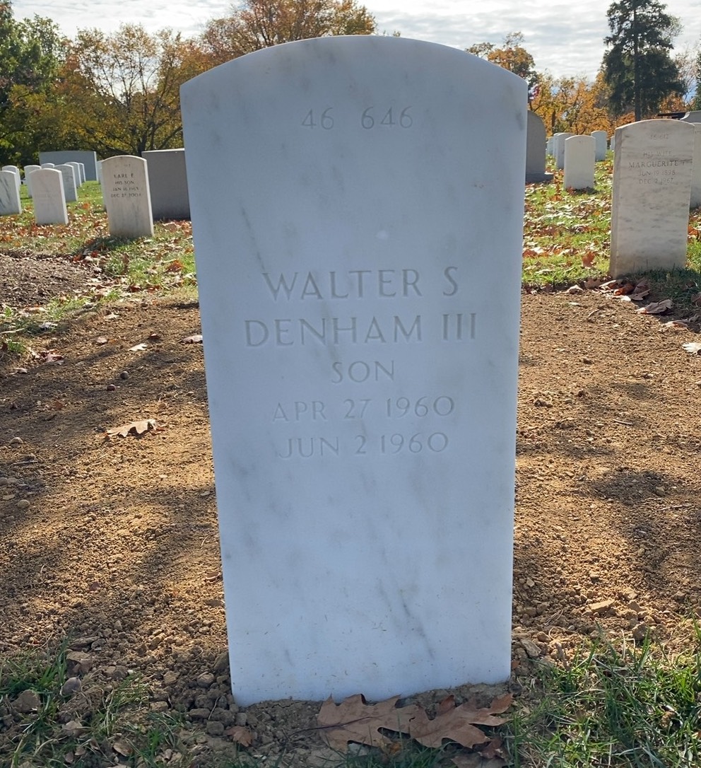 Back of headstone — Walter S Denham
