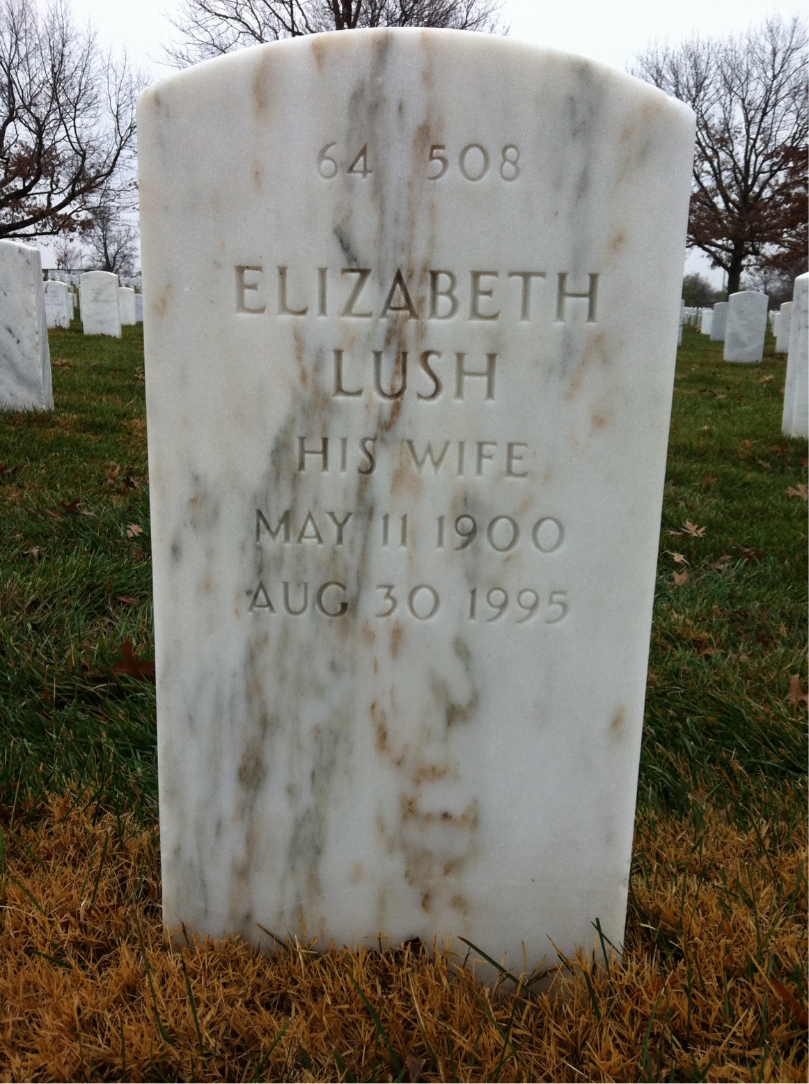 Back of headstone — Elizabeth Mott