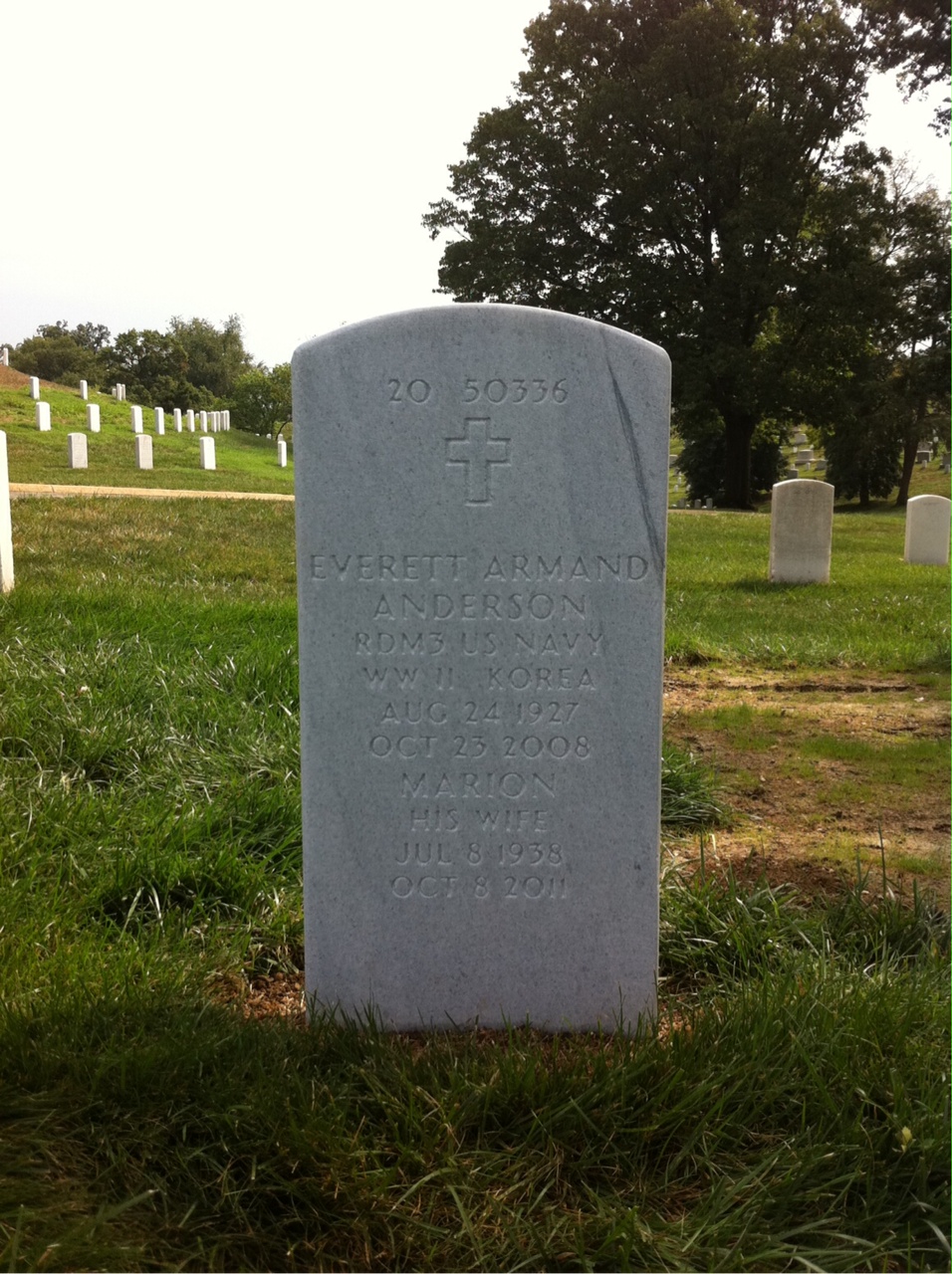 Back of headstone — Everett Anderson