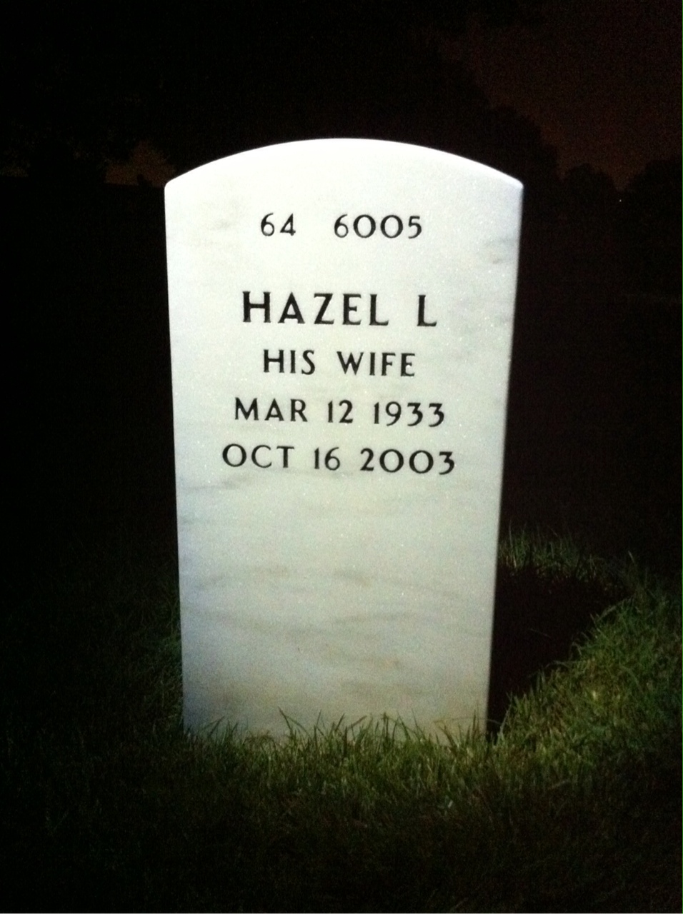 Back of headstone — Linwood Hawkins
