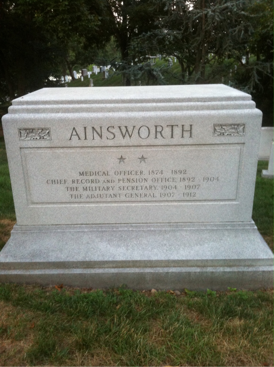 Back of headstone — Fred Ainsworth