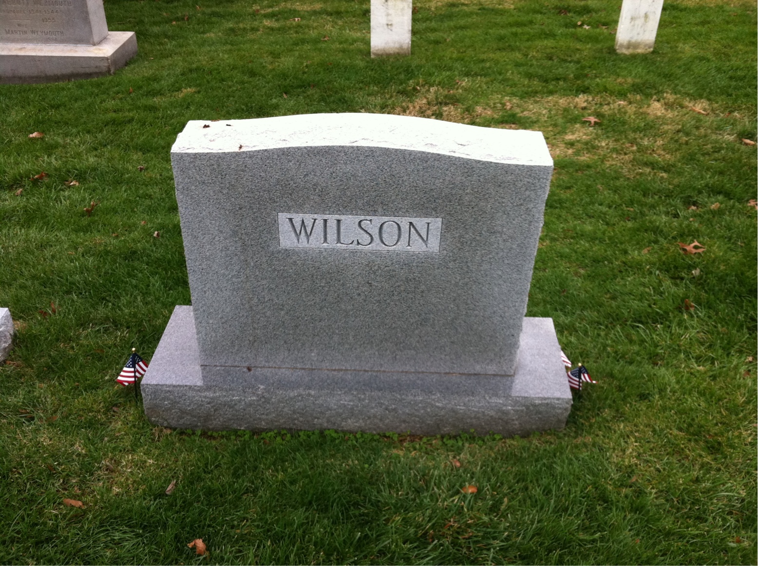 Back of headstone — Arthur Wilson