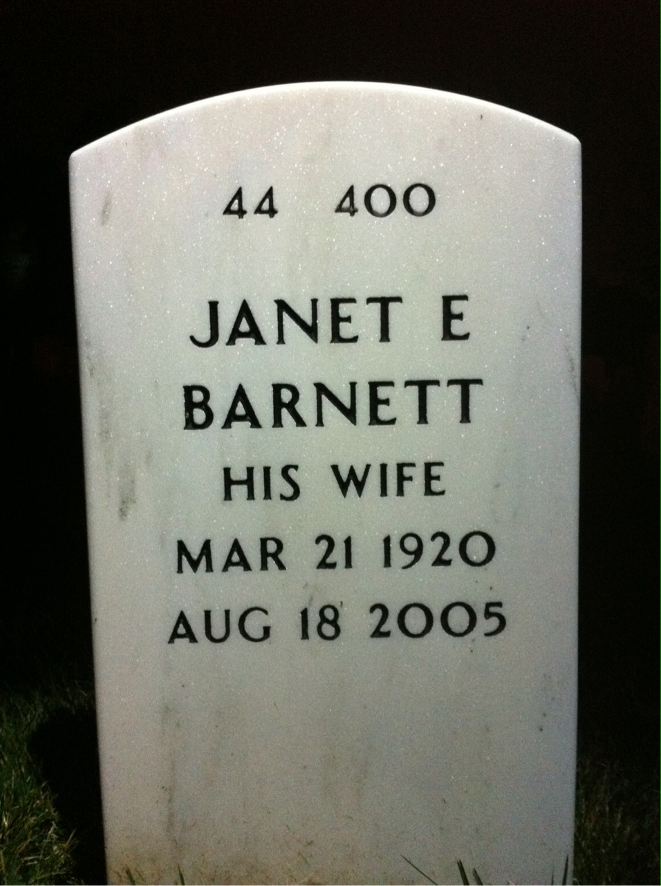 Back of headstone — Clyde Barnett