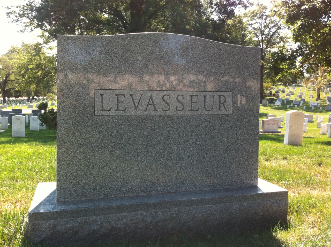 Back of headstone — Armand Levasseur