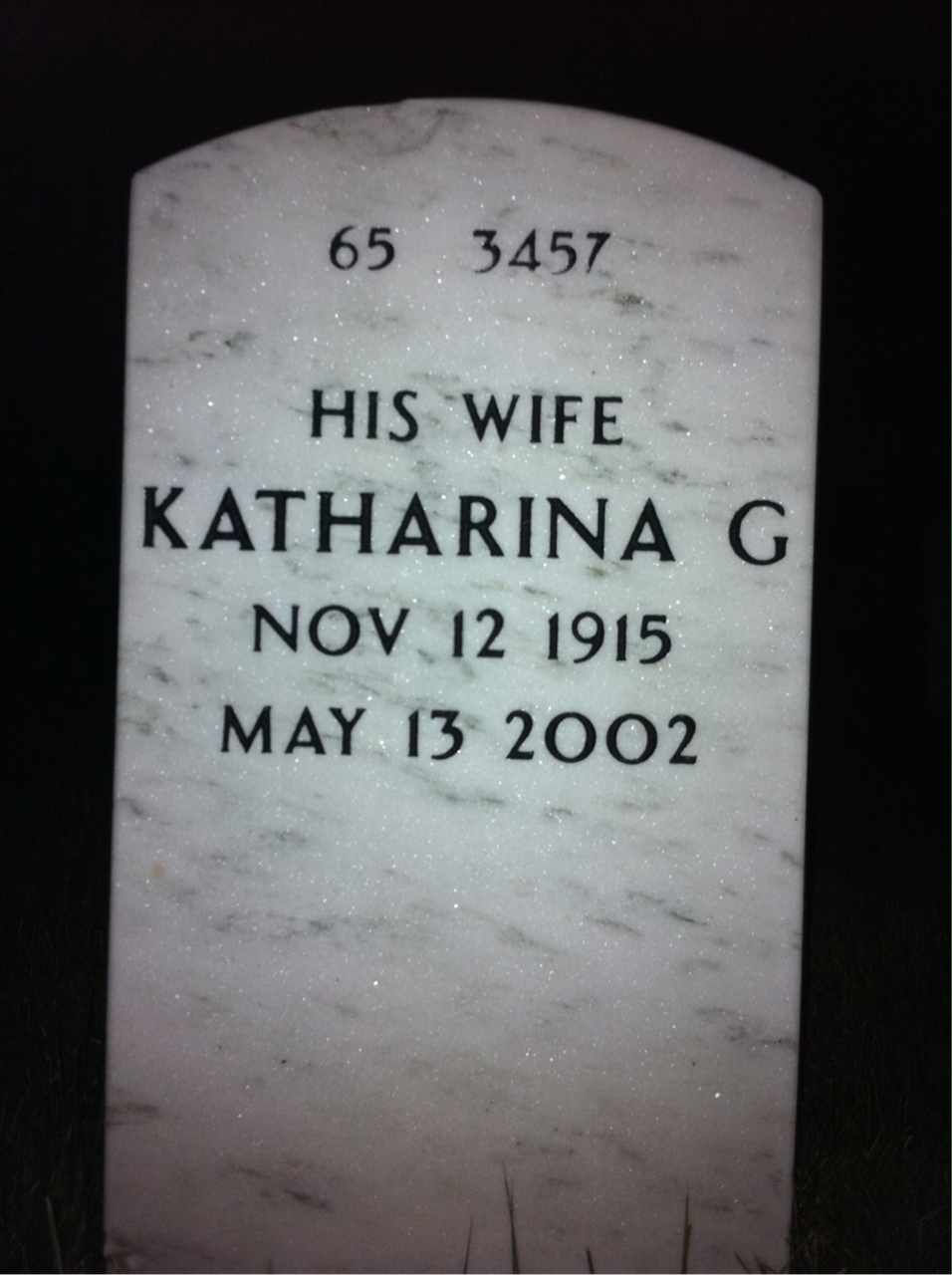 Back of headstone — Arthur Webb