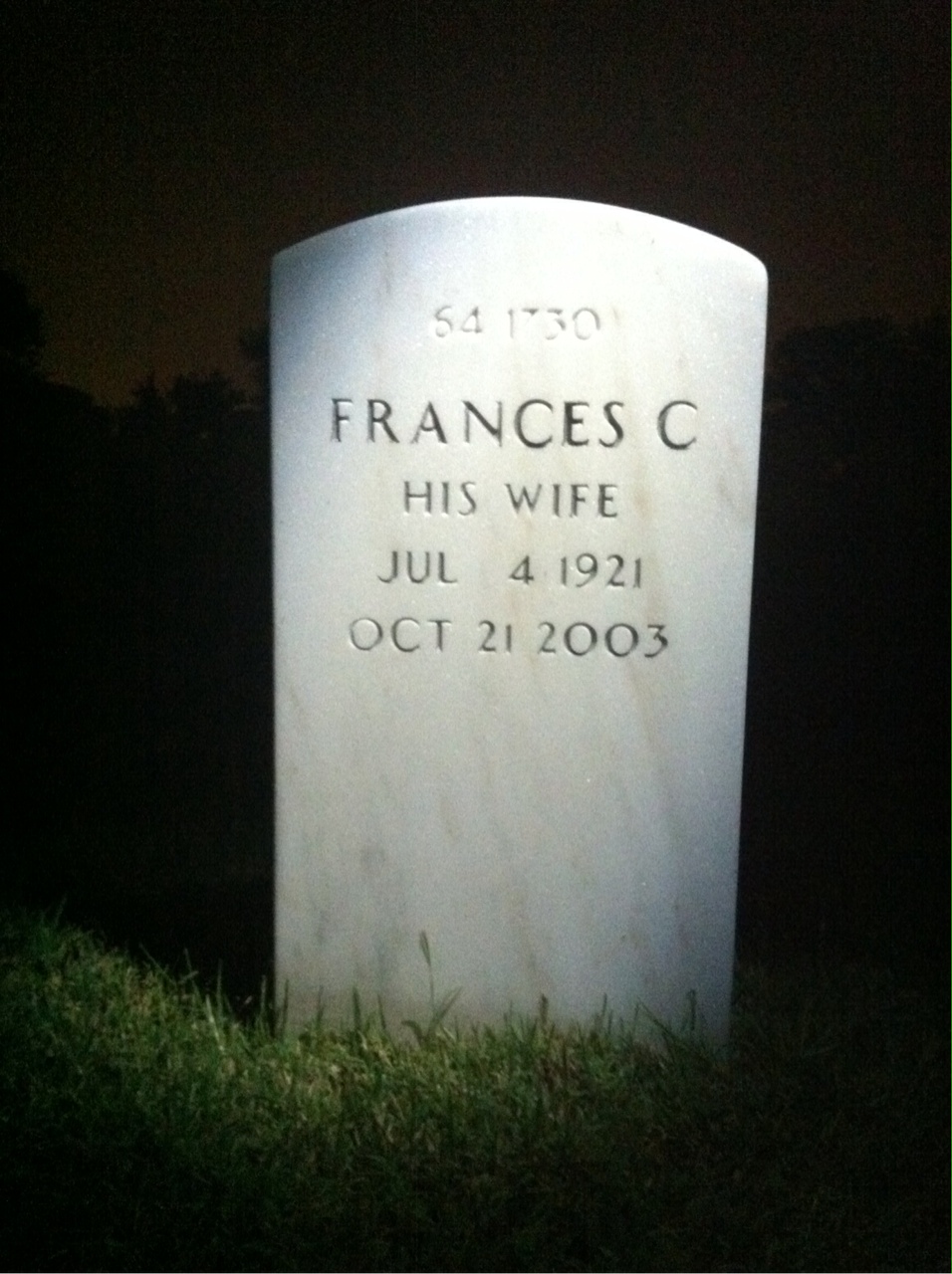 Back of headstone — James Wortham