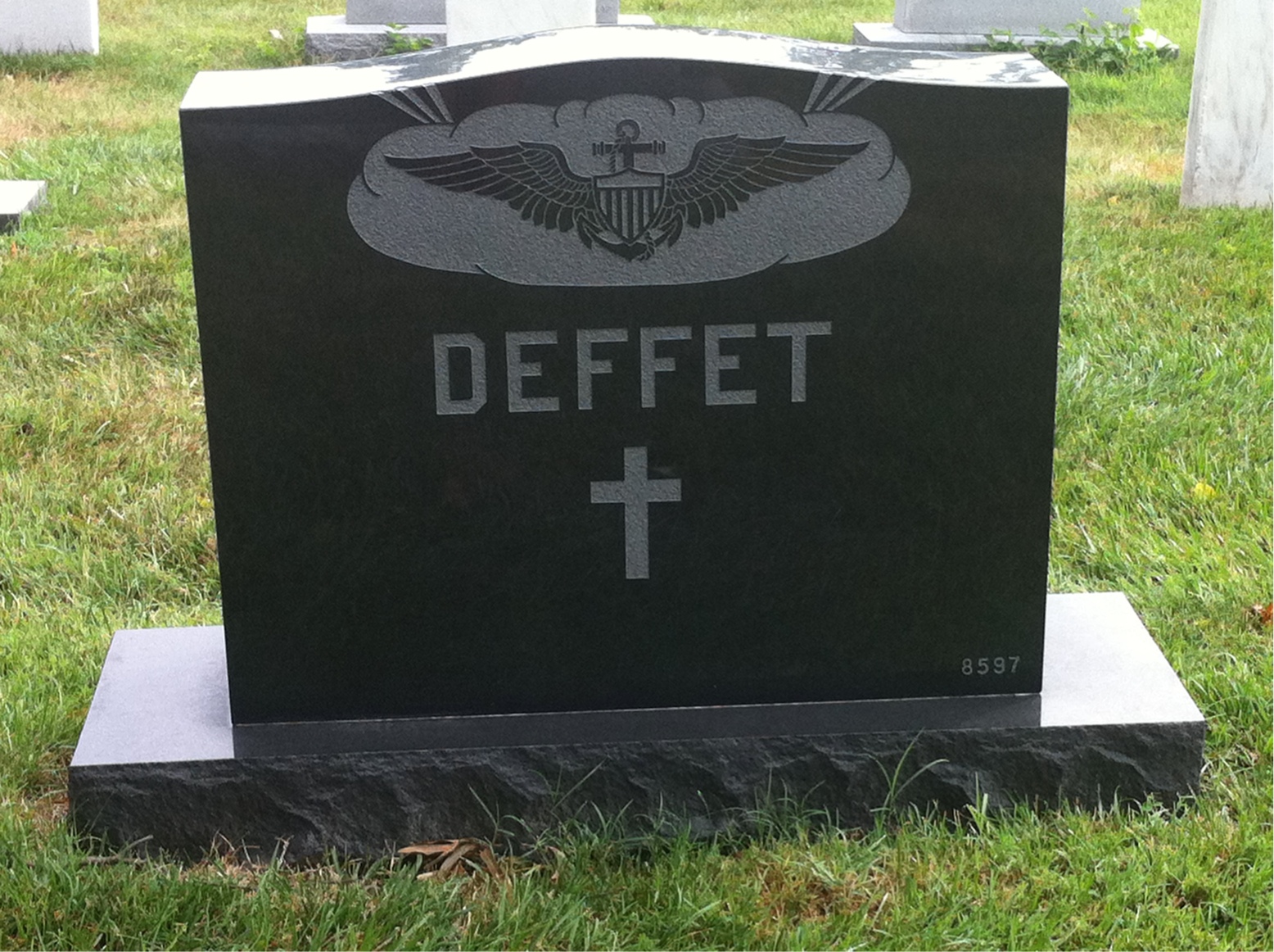 Back of headstone — Thomas Lewis Deffet