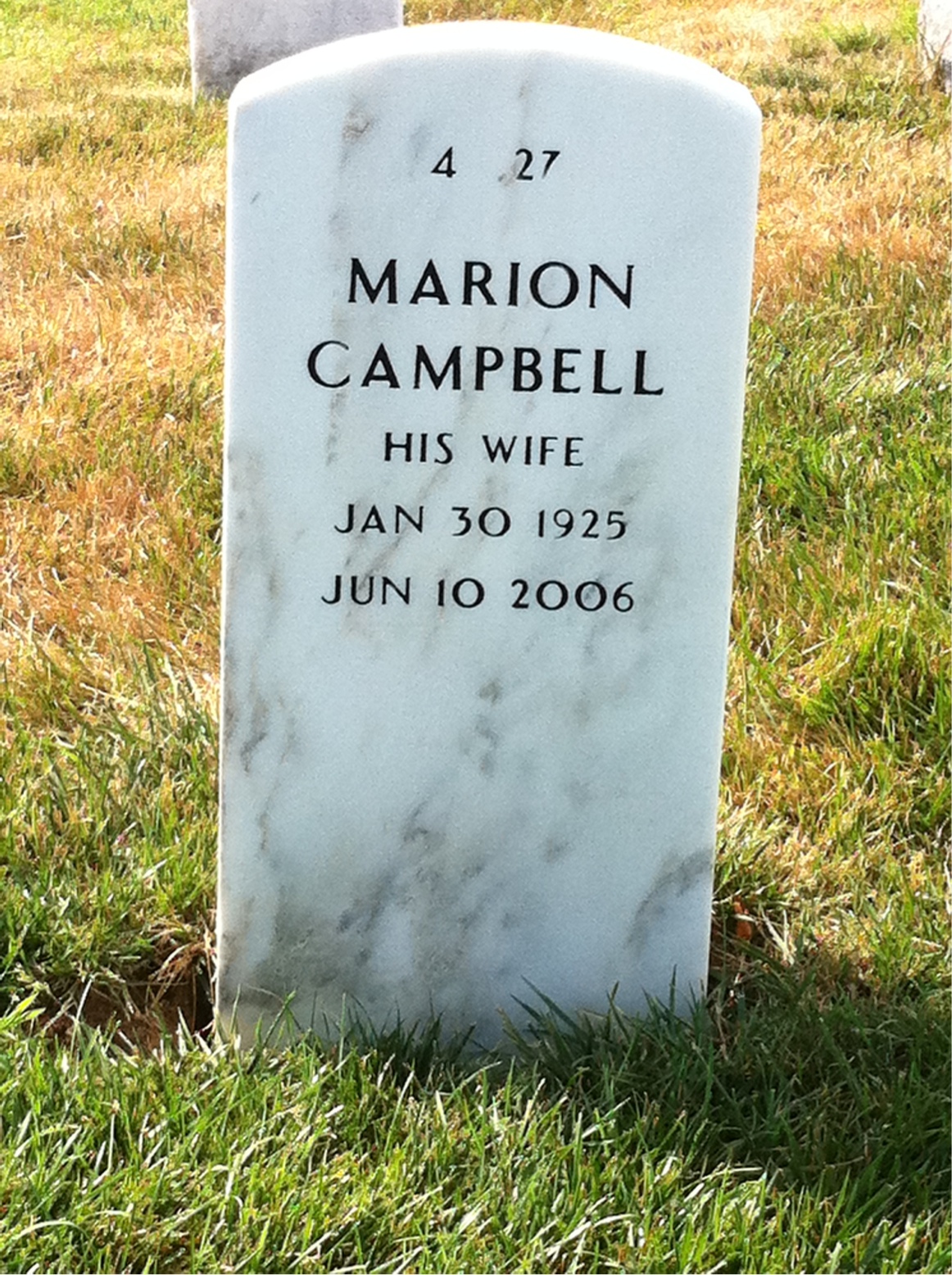 Back of headstone — Cecil Strong