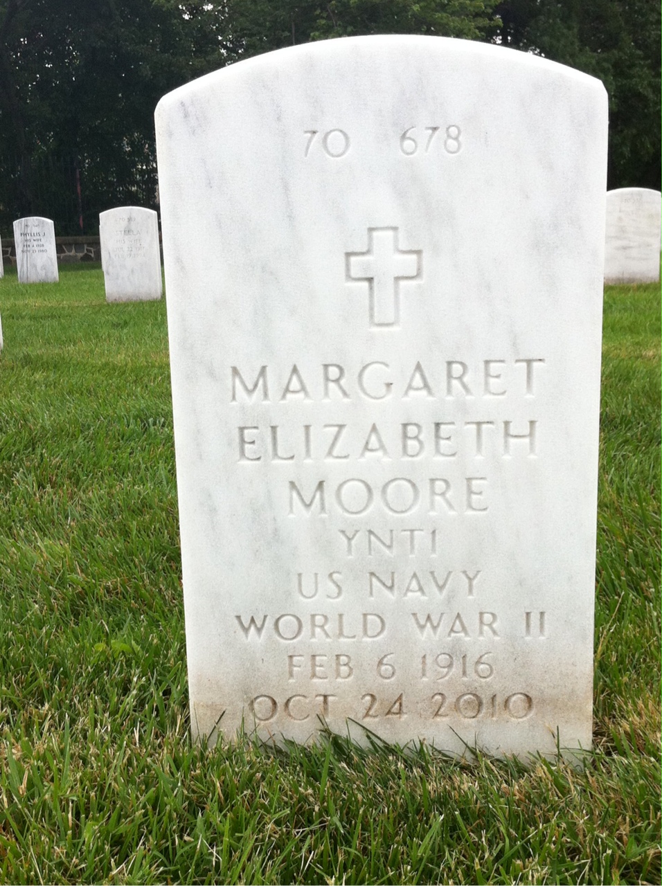 Back of headstone — Margaret Moore