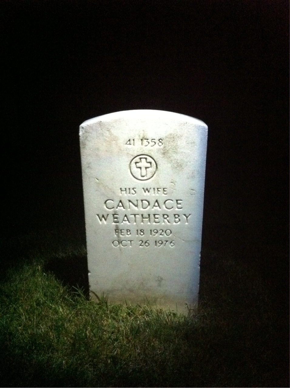 Back of headstone — Candace Mossler