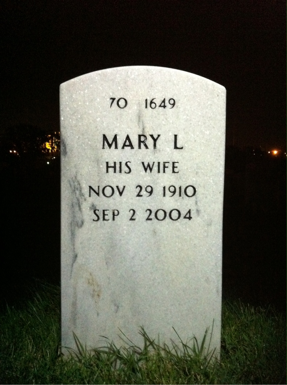 Back of headstone — Bernard Kilday