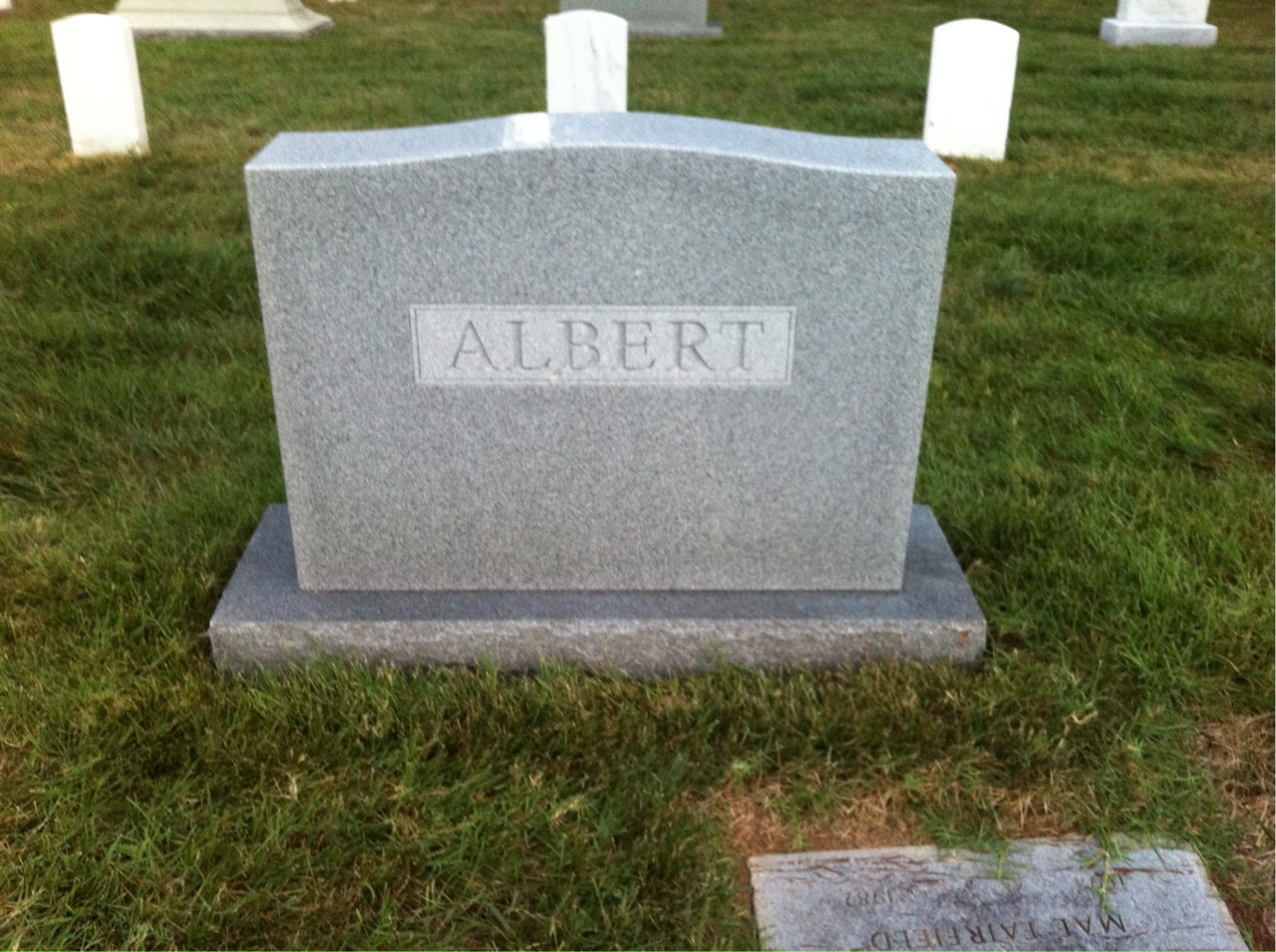 Back of headstone — Roy Albert