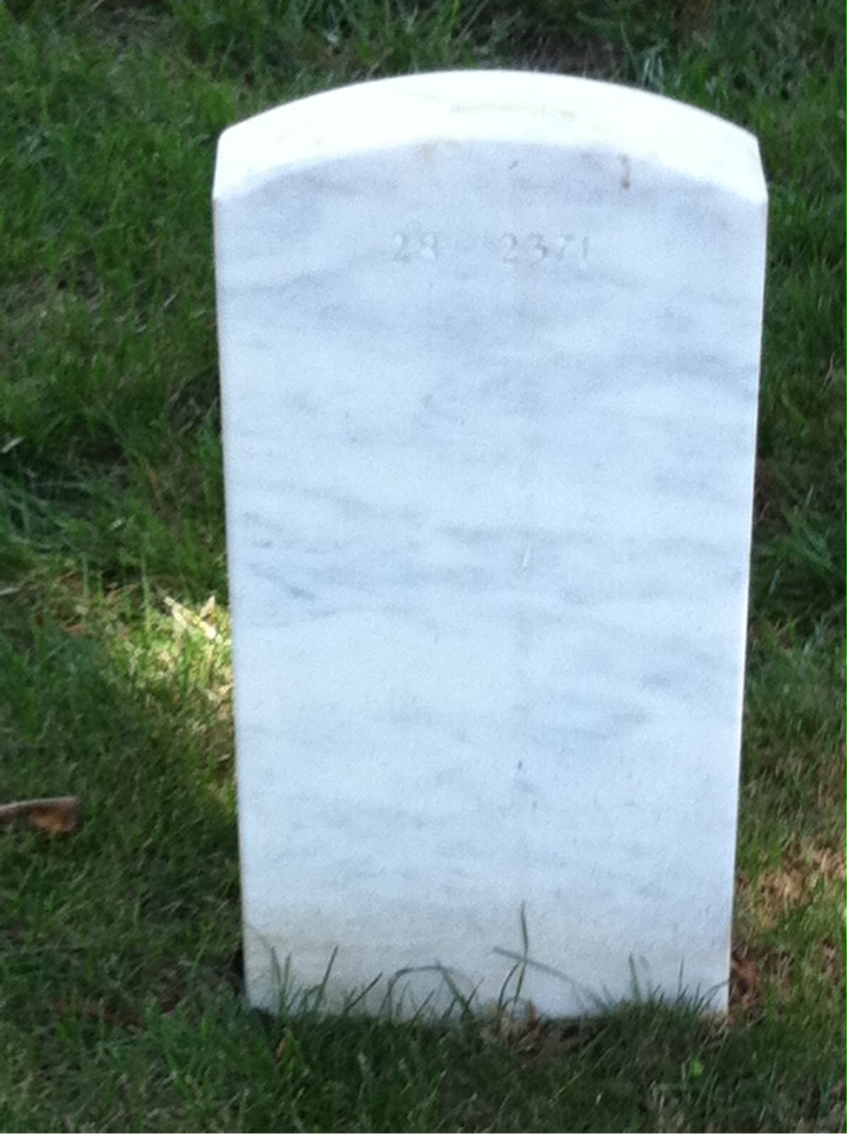 Back of headstone — Ronald Alexander