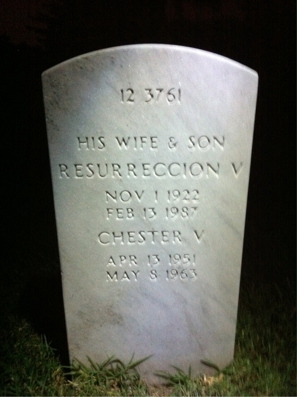 Back of headstone — Chester Asuncion