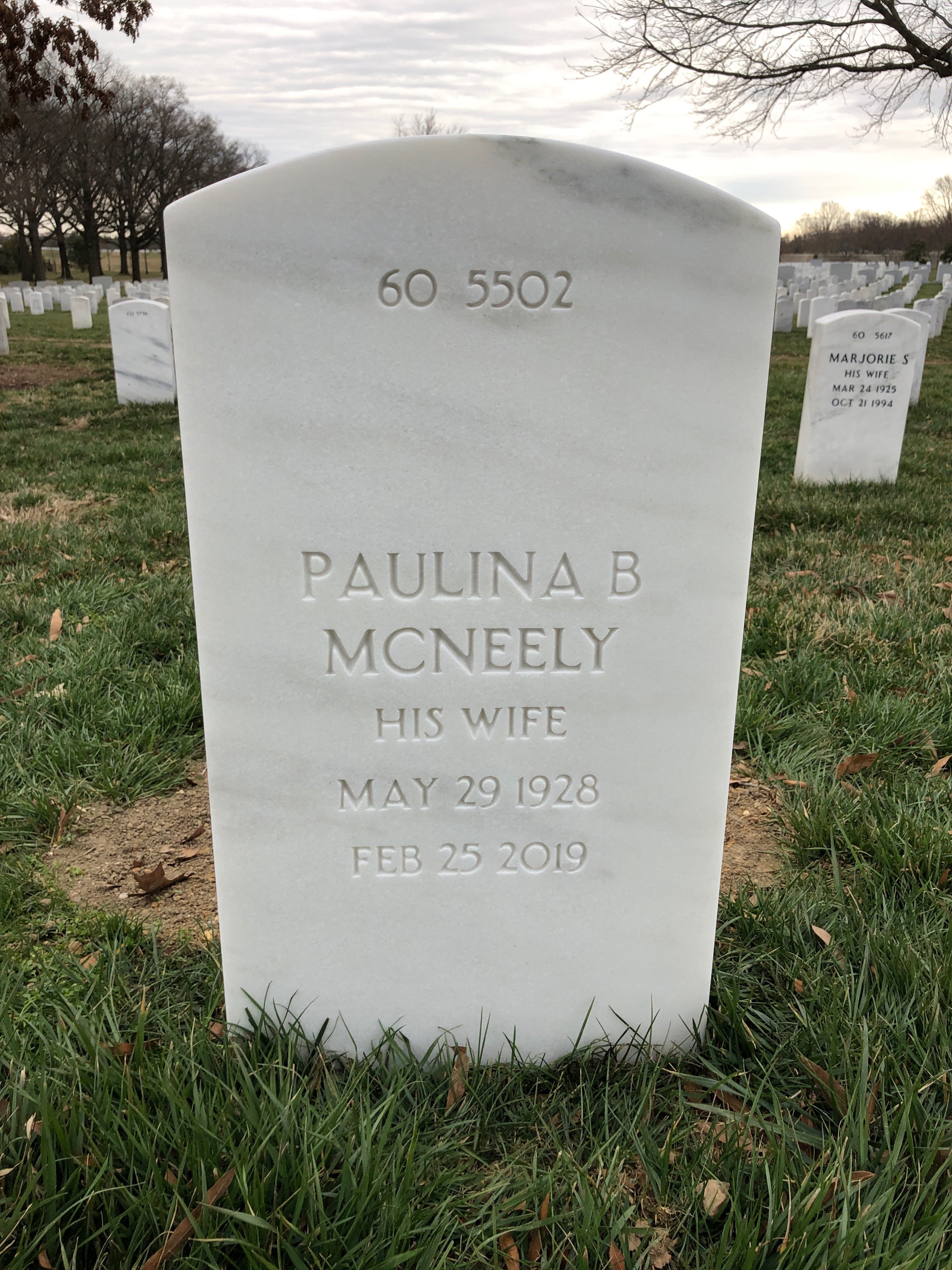 Back of headstone — Oliver Mcneely
