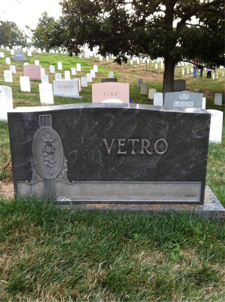 Back of headstone — Joseph James Vetro