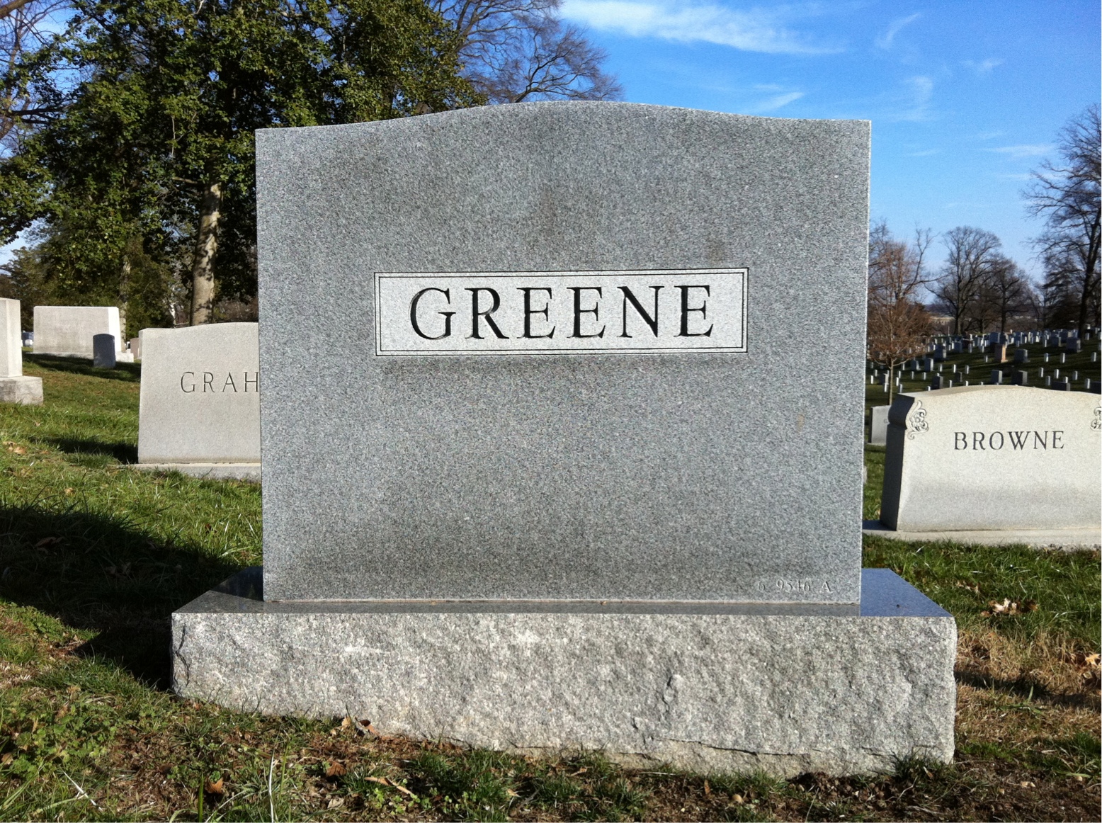 Back of headstone — William Greene