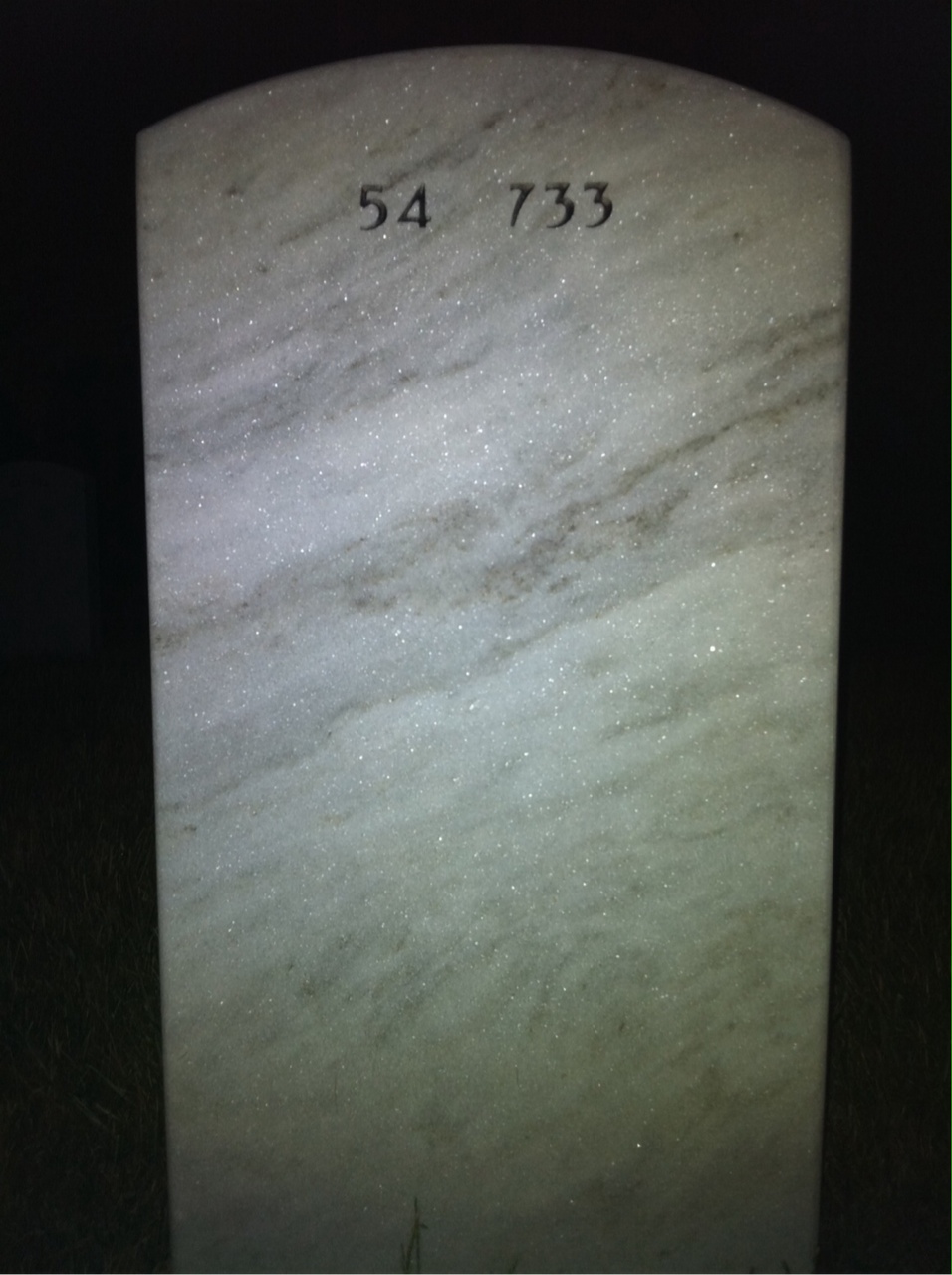 Back of headstone — John Kushaney