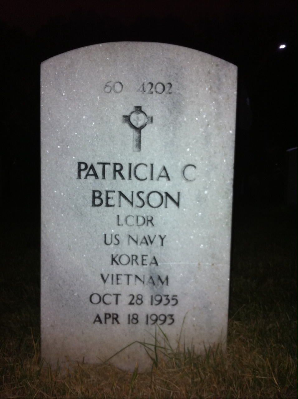 Back of headstone — John Benson