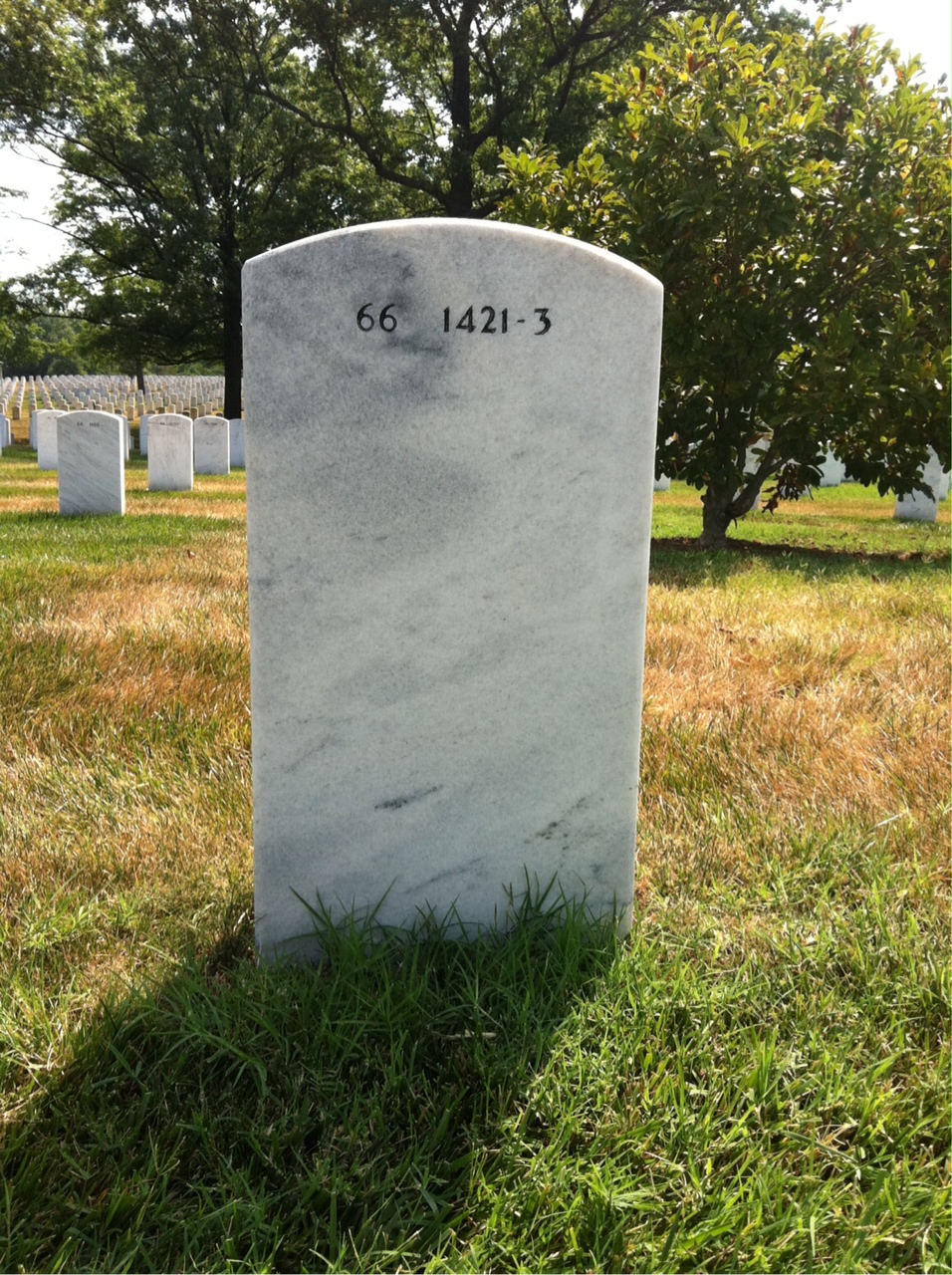Back of headstone — Virgil Rinehart