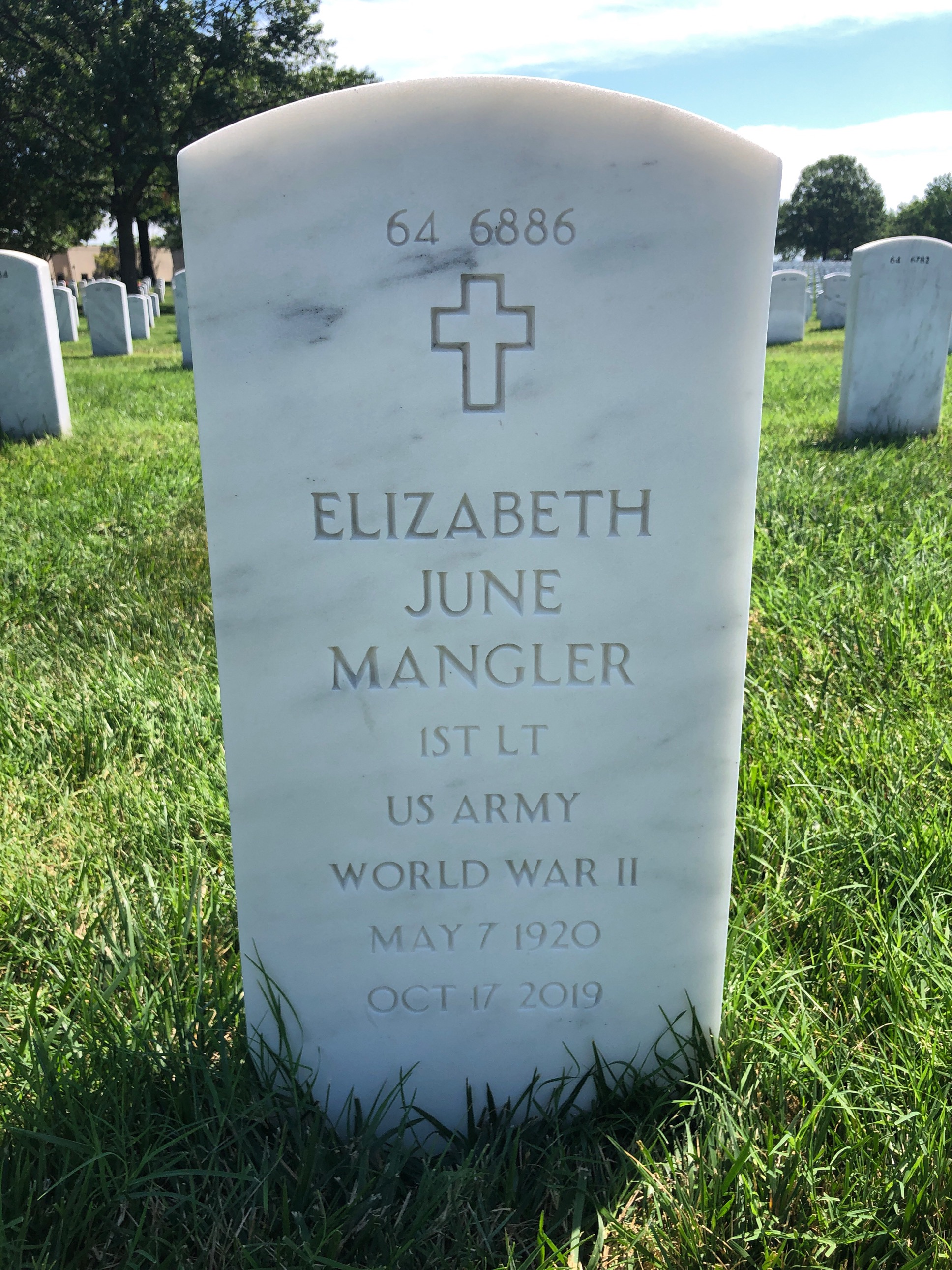 Back of headstone — William Mangler
