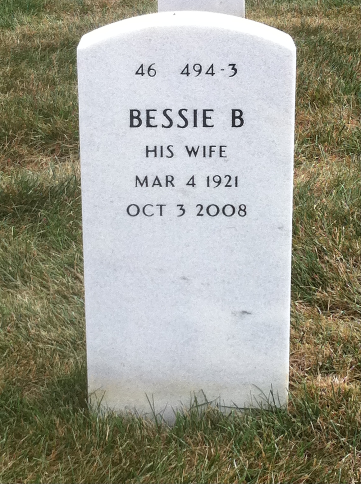Back of headstone — William Waters