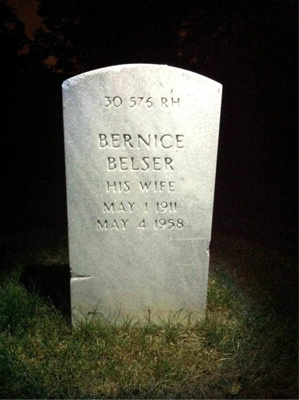 Back of headstone — Bernice Morrow