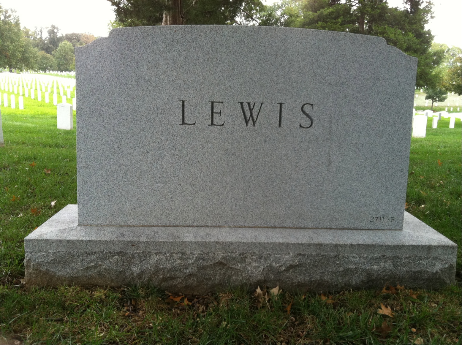 Back of headstone — John Gernard Lewis