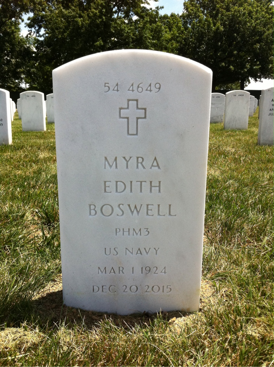 Back of headstone — William Boswell