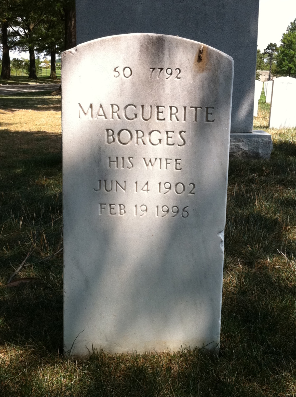 Back of headstone — John Barrett