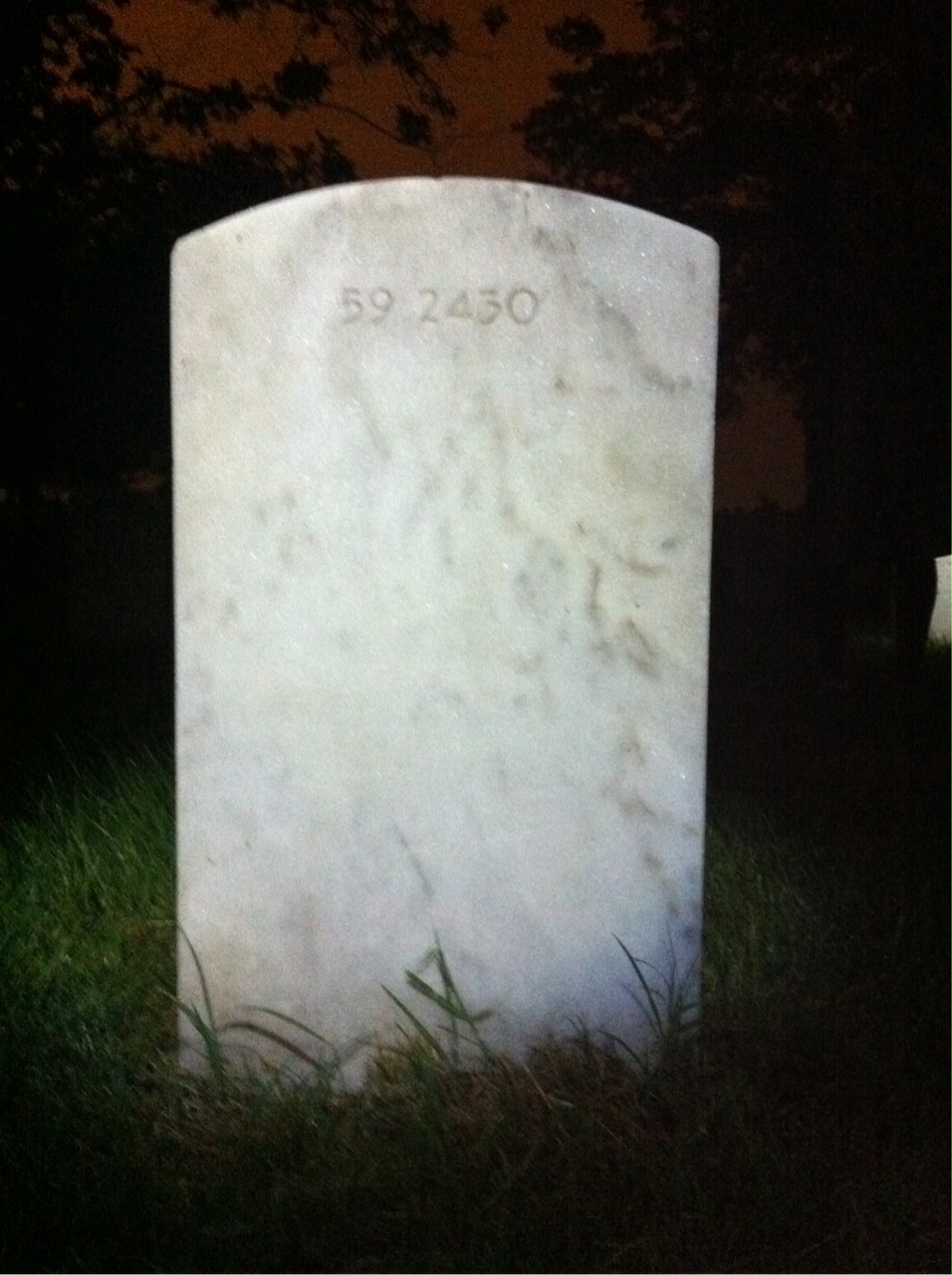 Back of headstone — William T Price