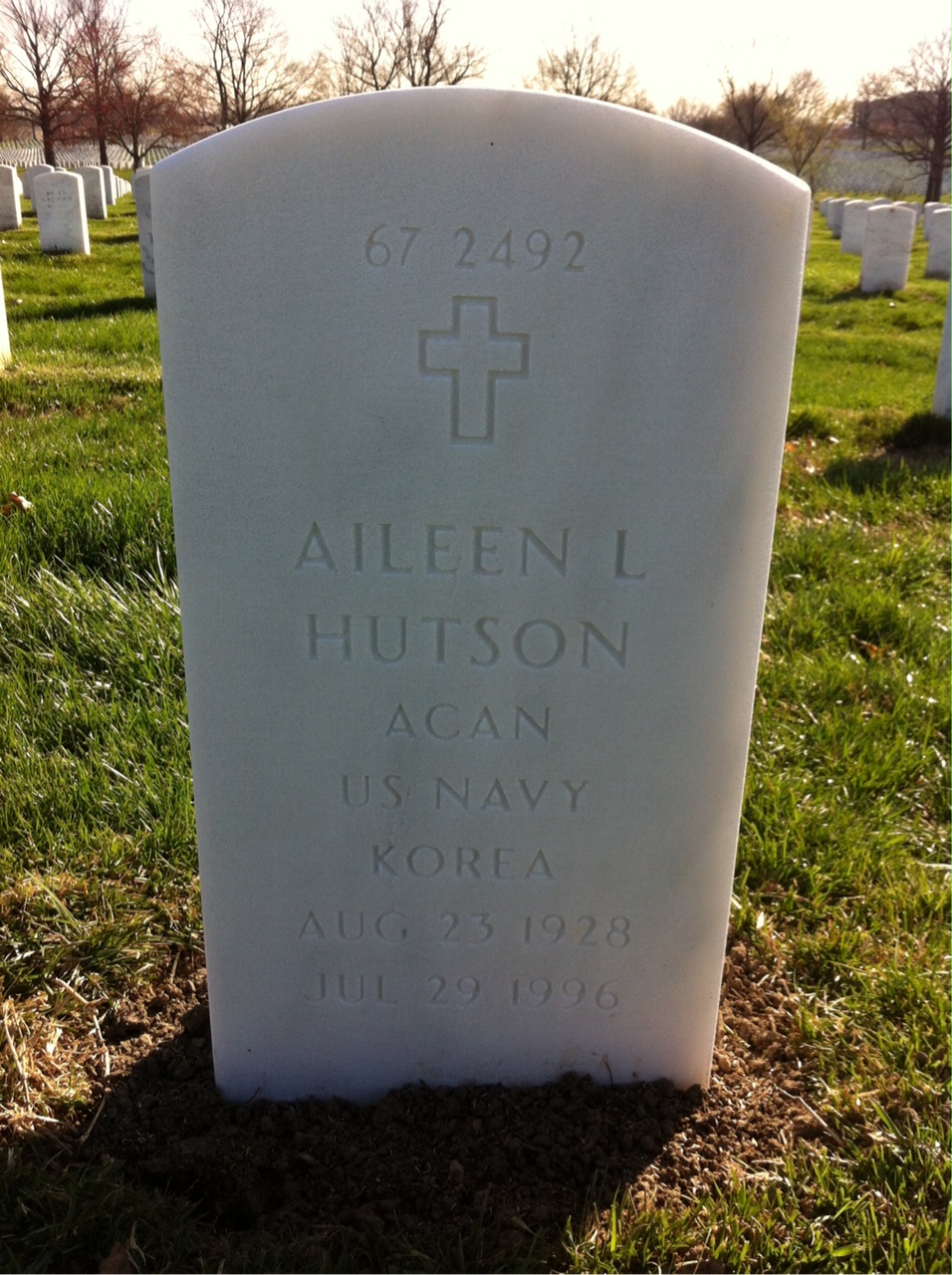 Back of headstone — Toy W Hutson