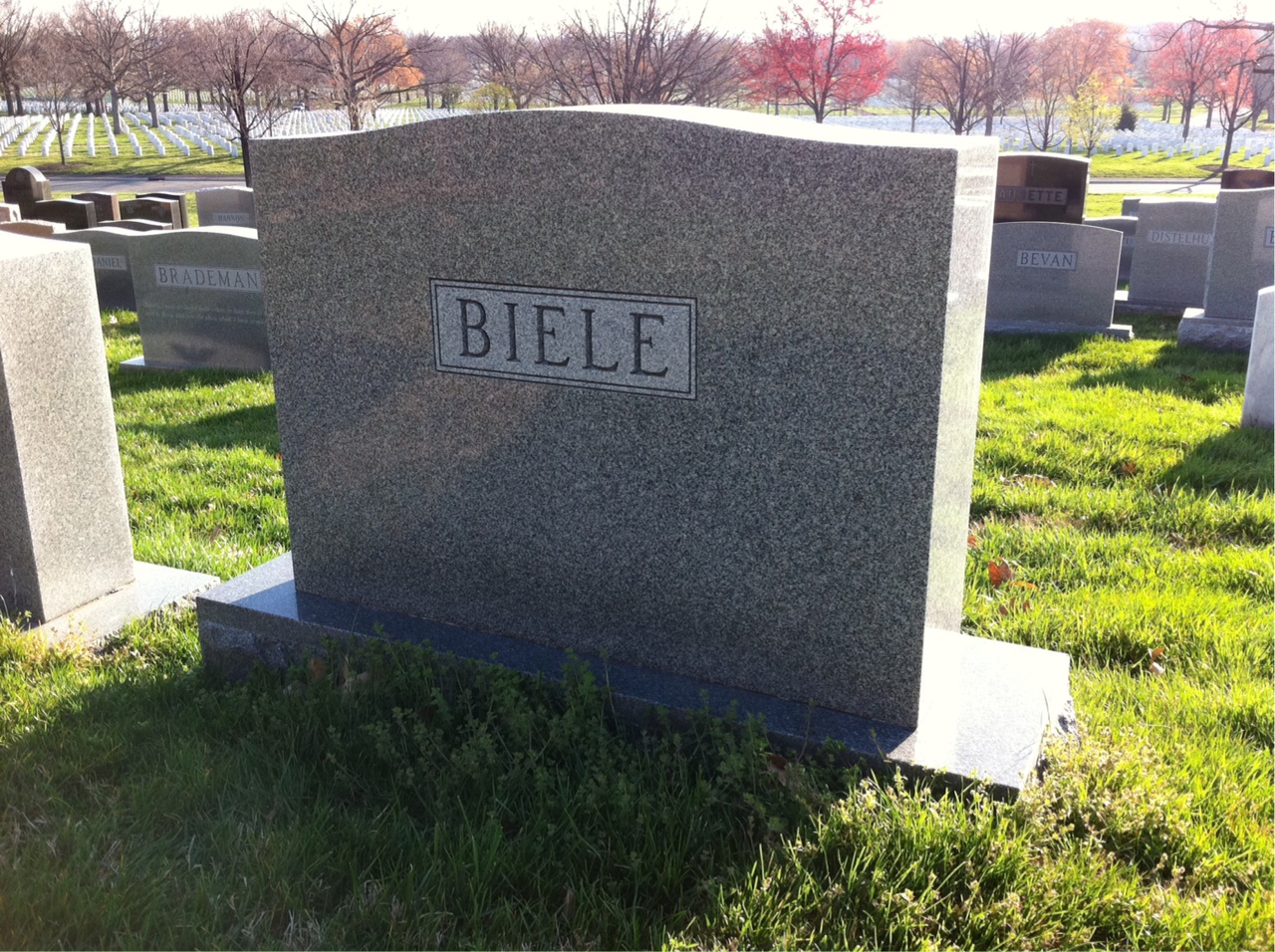 Back of headstone — Charles Biele