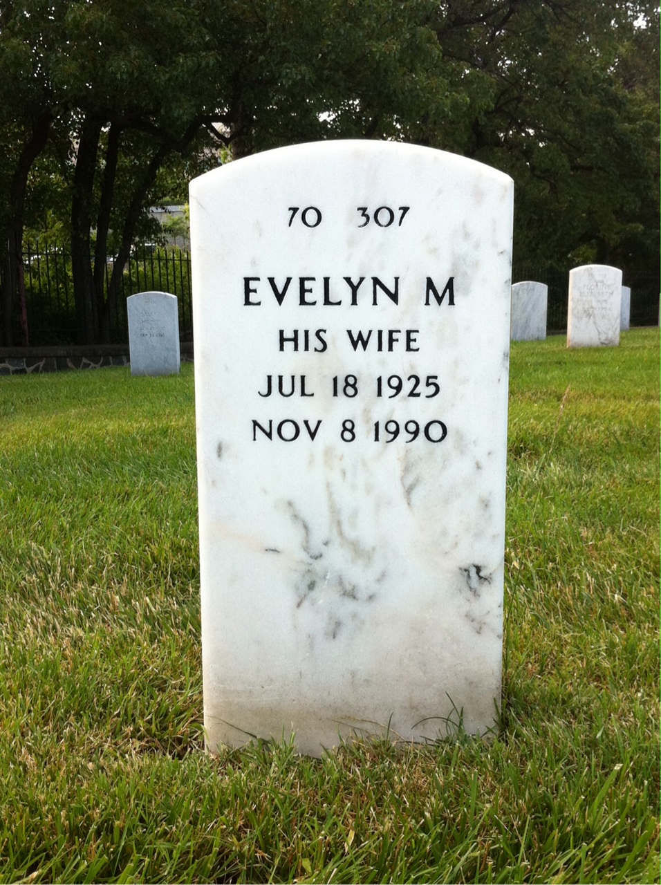 Back of headstone — Evelyn Mika