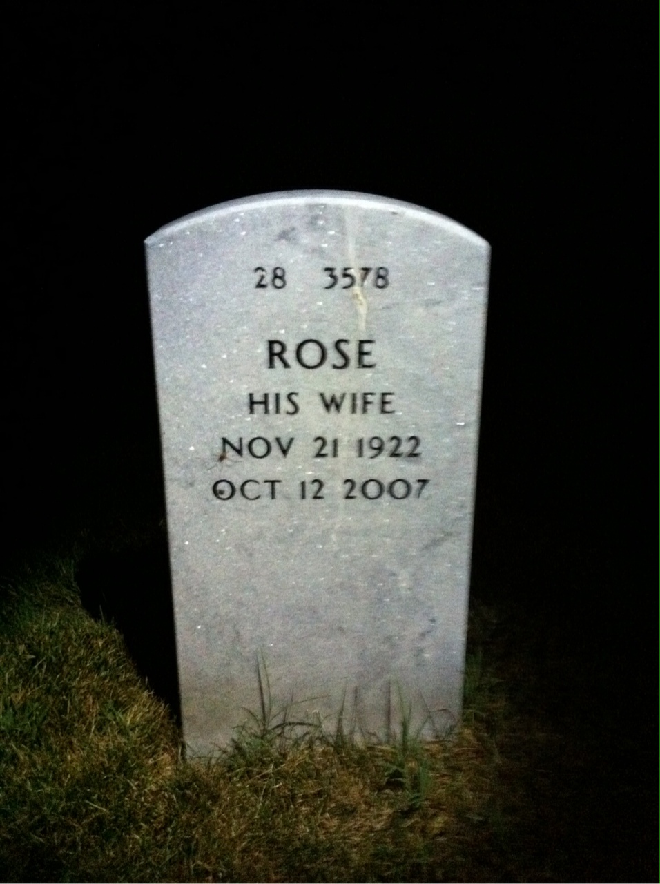 Back of headstone — Harold Howard