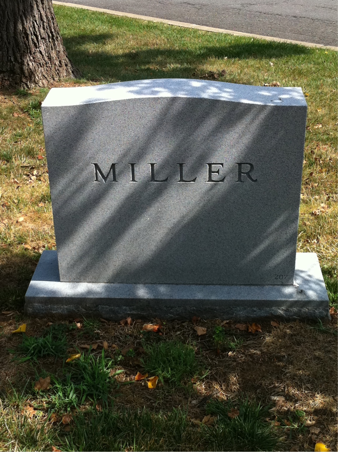 Back of headstone — William Miller