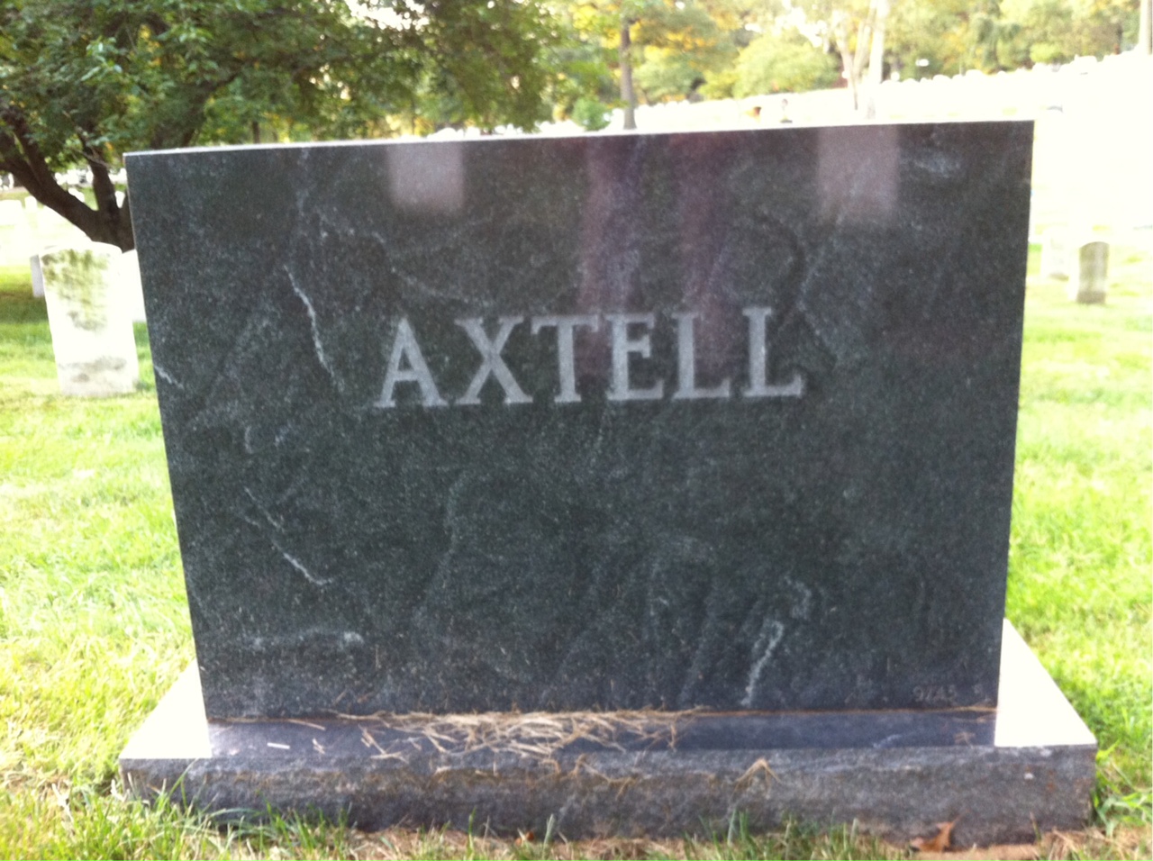 Back of headstone — Barbara Axtell