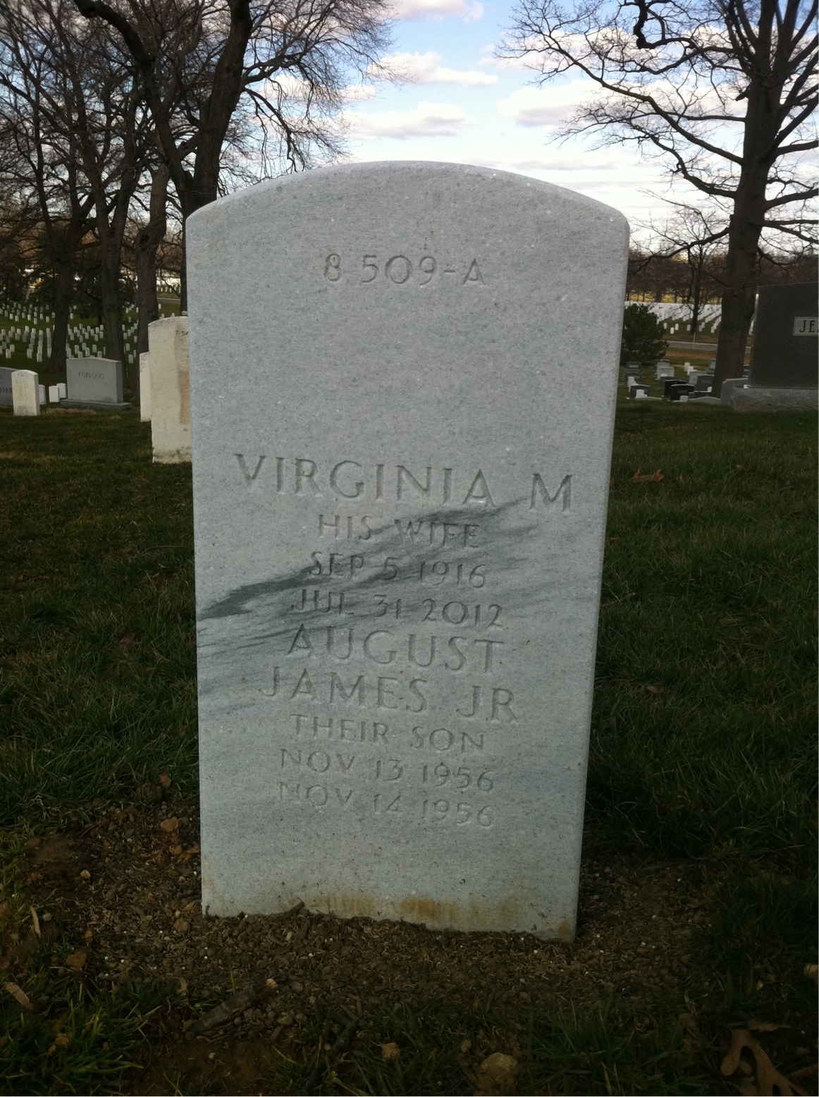 Back of headstone — August Kochis