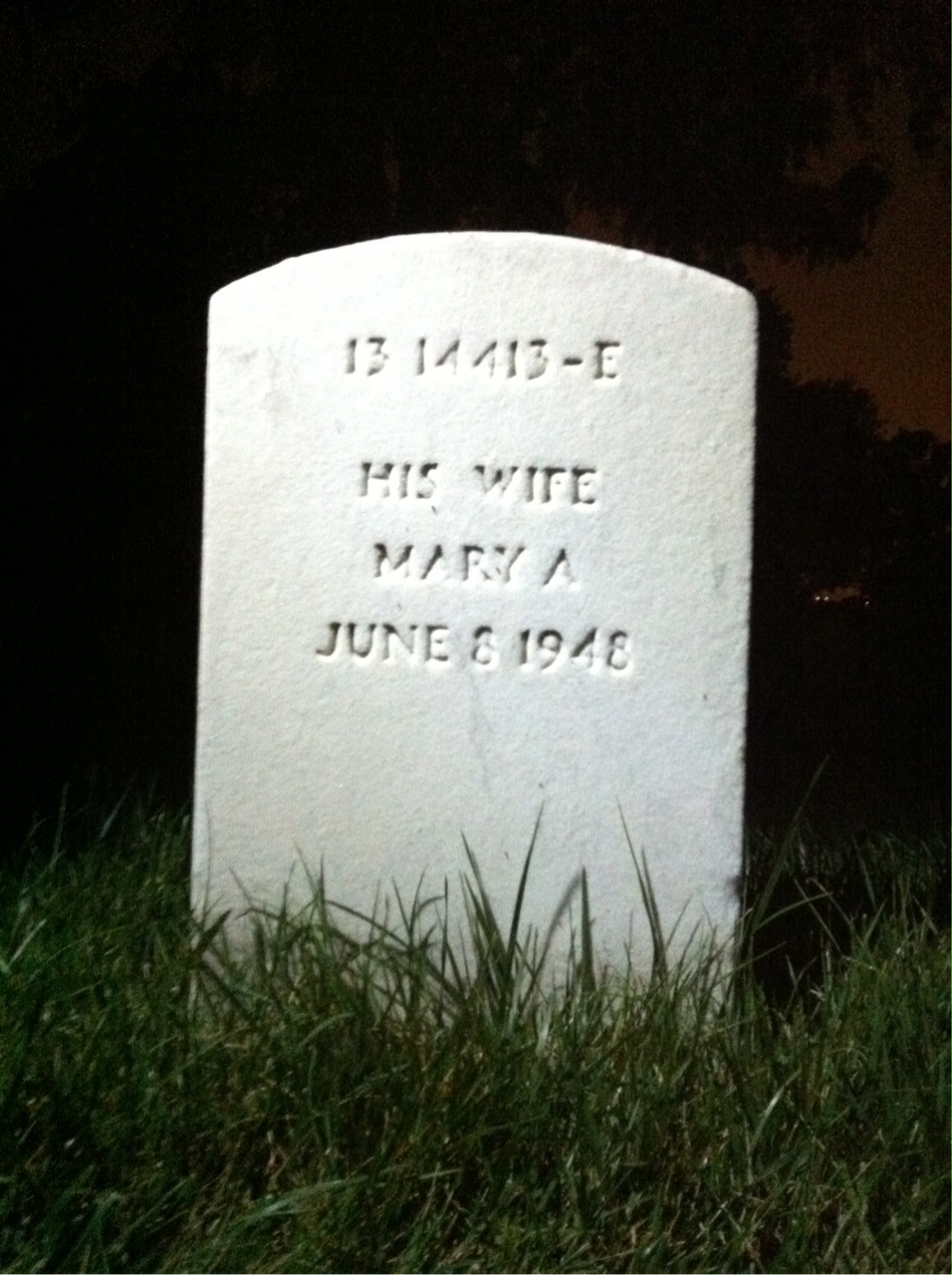 Back of headstone — Mary Andrews