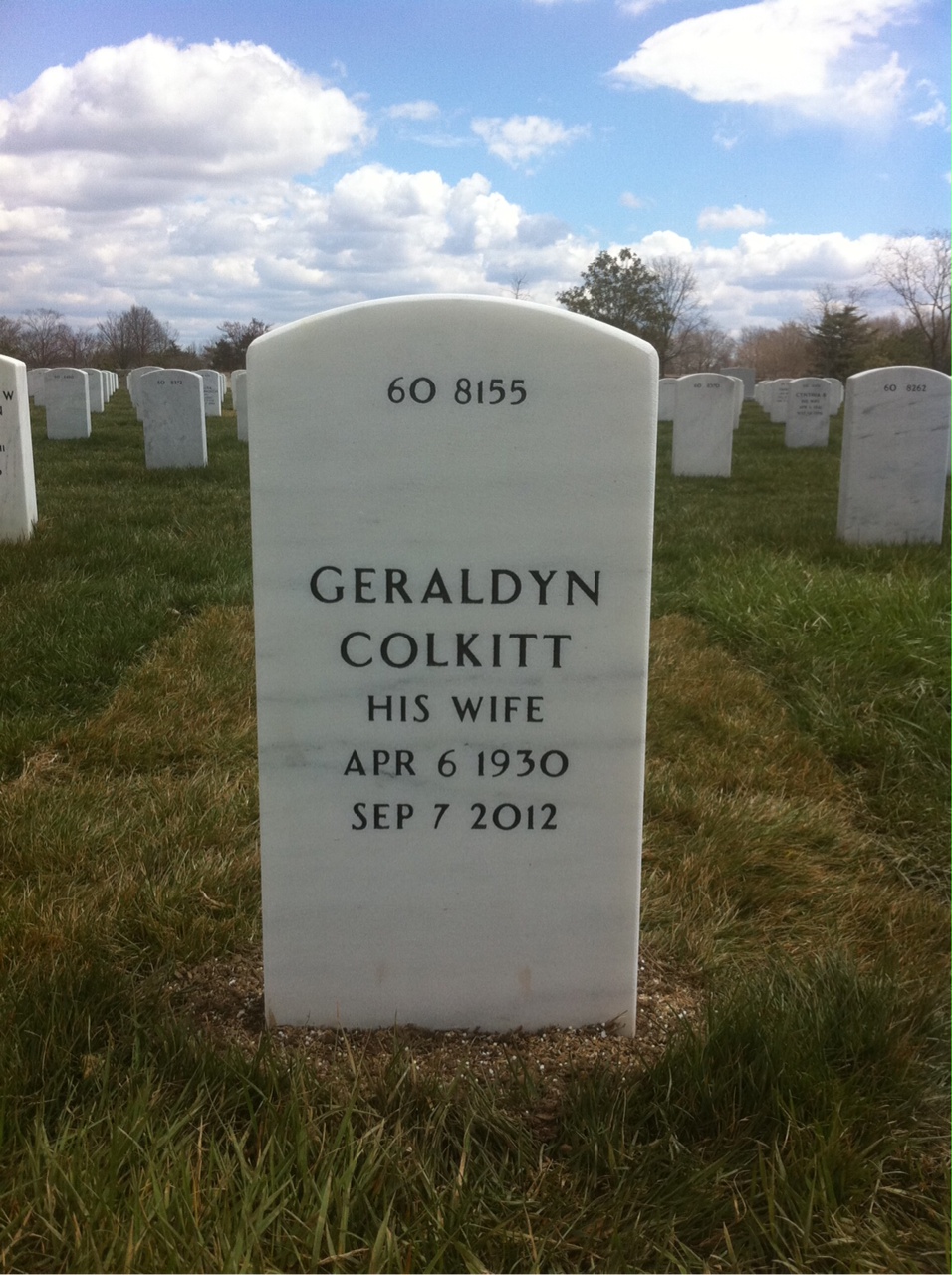 Back of headstone — George Addison