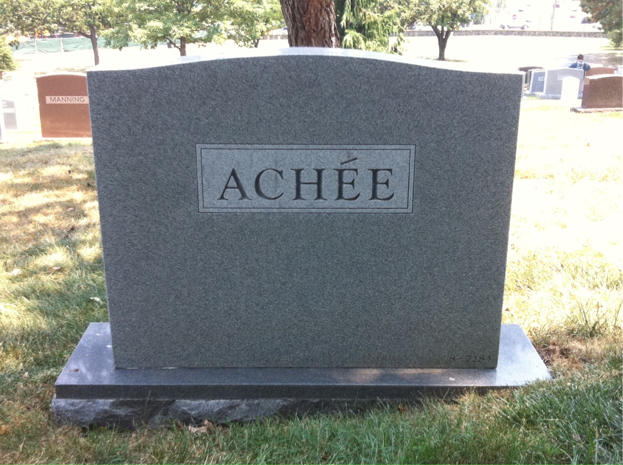 Back of headstone — Fernand Achee