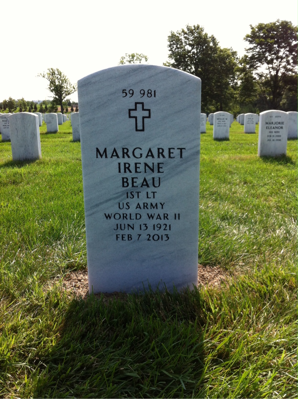 Back of headstone — Anthony E Beau