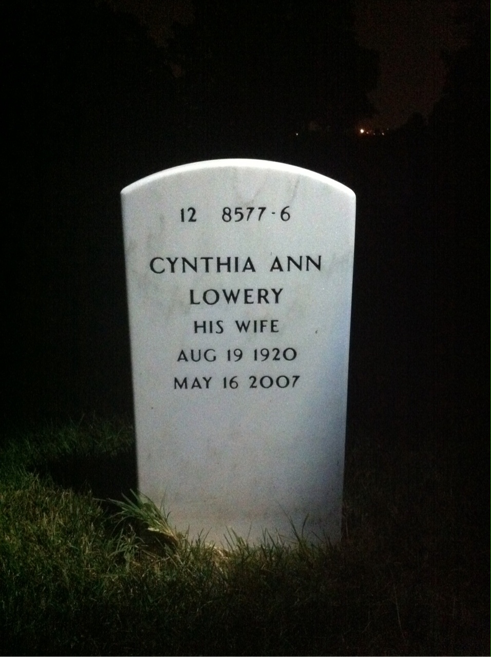 Back of headstone — Marion Bradshaw