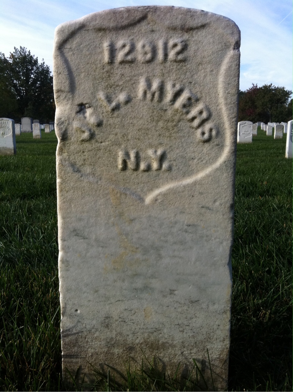 Back of headstone — John Myers