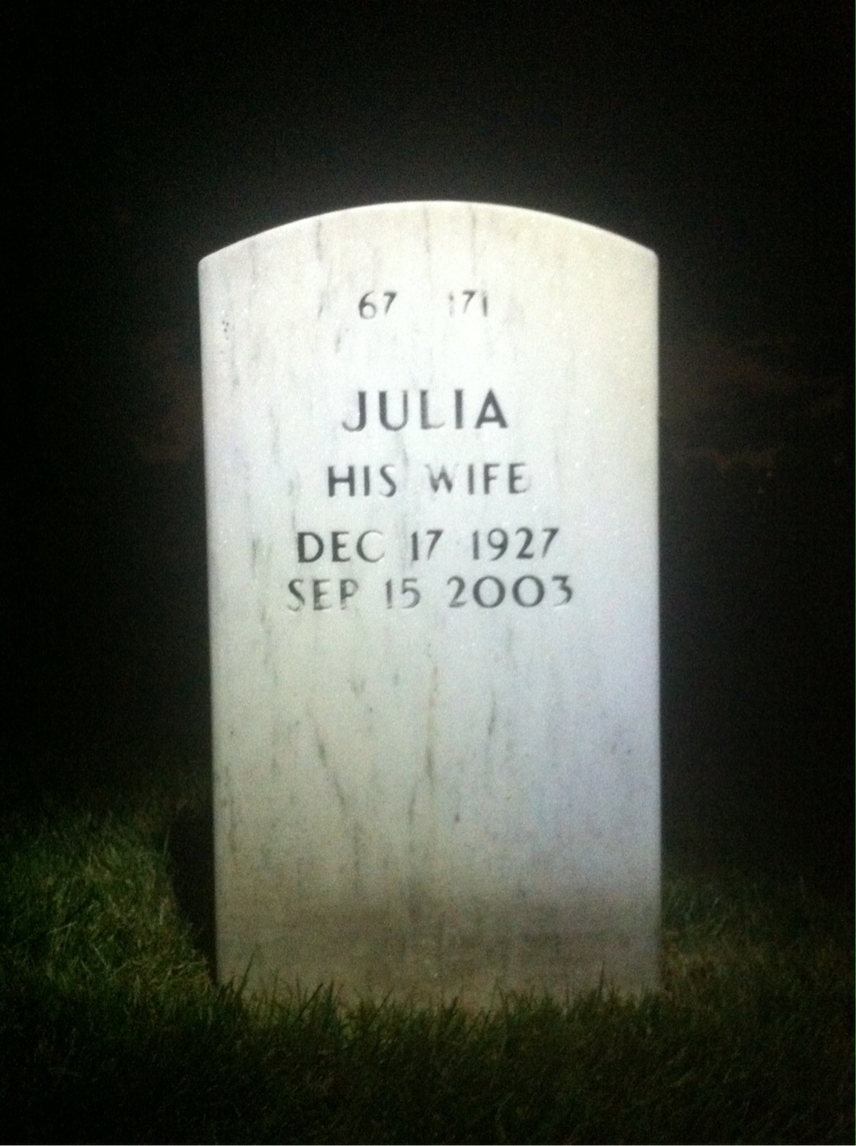 Back of headstone — John Bradway