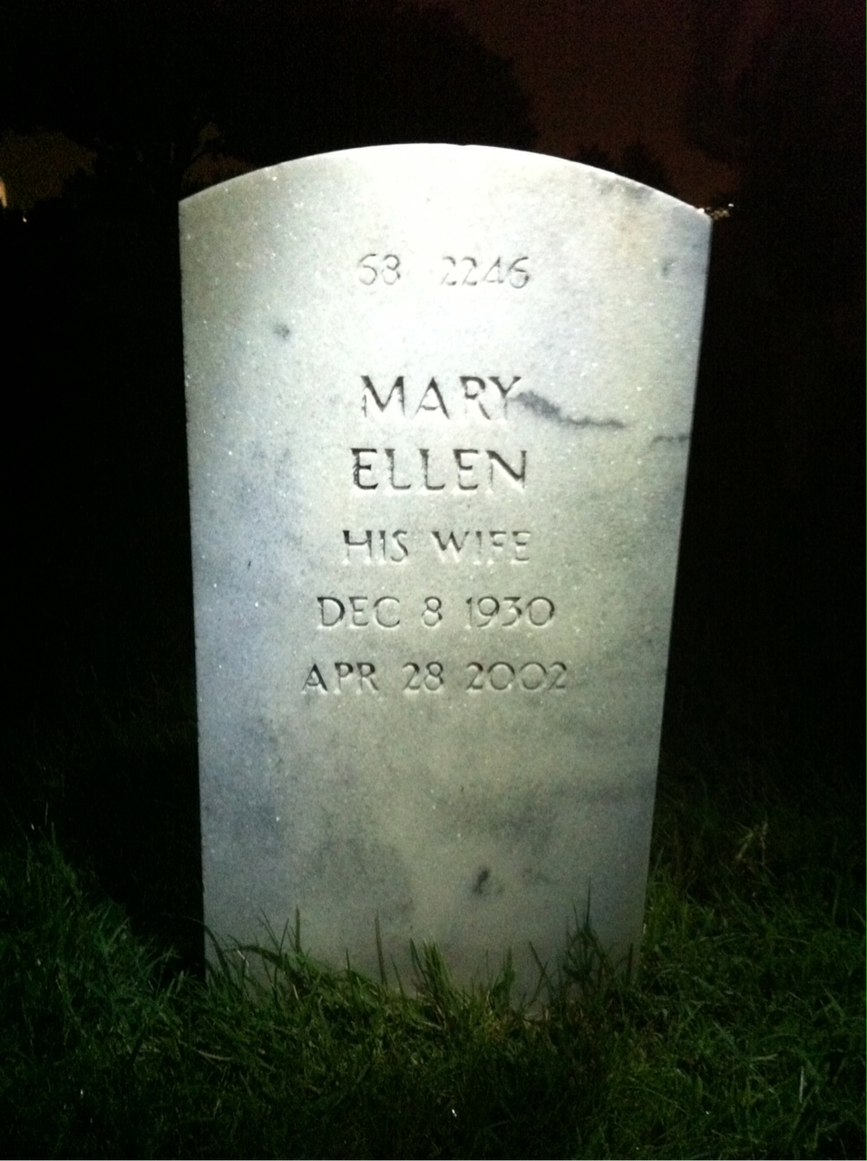Back of headstone — Frank Anderton